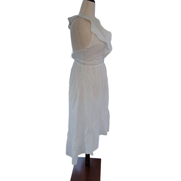 Molly Bracken Women's Ruffle Trim Cross Back Dress White Eyelet Small NWT - Picture 3 of 7